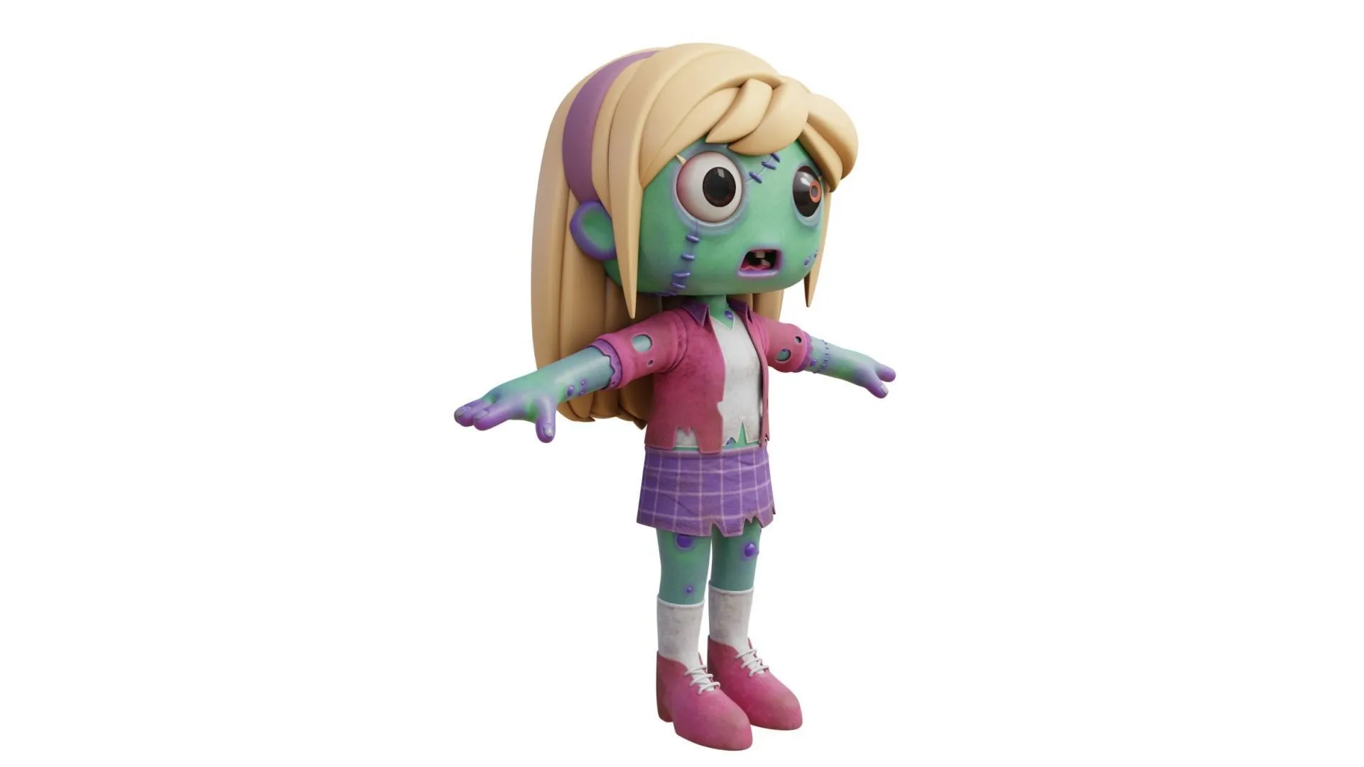 Cartoon Female Zombie 3D model pose